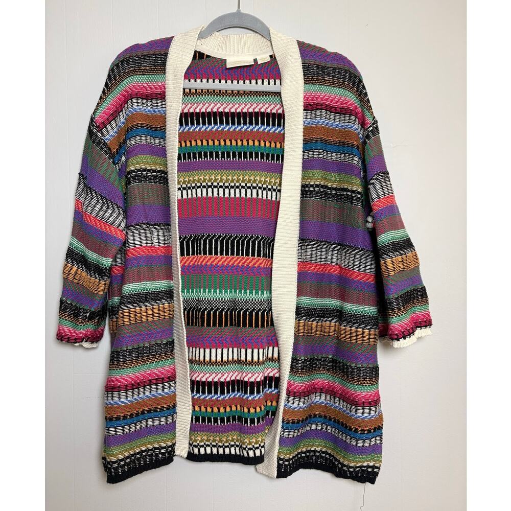 Maeve by Anthropologie Medium Multicolor Stripe Open Front Knit Ashbury Cardigan